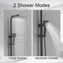 Homevacious Wall Mount Outdoor Shower Kit 9 Inch Rainfall Shower Head Handheld Spray Single handle Center Exposed Shower with Square Shower Head Matte Black