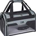BALEINE Cat Carrier, Puppy Dog Carrier for Small Medium Pets Up to 15 Lbs, Soft-Sided Dog Travel Bag with Safety Zippers, Collapsible Pet Carrying Case (Gray, L, 17"x11"x11")