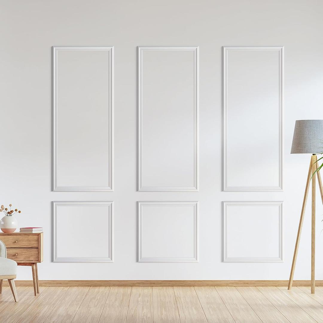 Peel and Stick Wall Molding Kit, Accent Wall Panels for Interior Wall Decor with Double-Sided Tape, 3 Set Pre-Cut PS Wainscoting Panels (54 * 24 in)