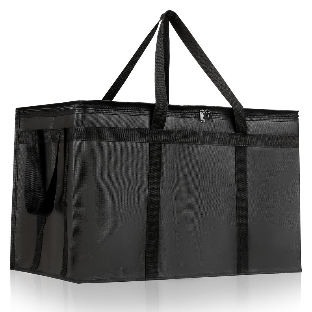 Juehuodaji Insulated Bags for Food Delivery, XXXL Pizza Delivery Bags for Hot and Cold Food, Large Capacity Reusable Cooler Bag Keep Food Warm for Grocery Shopping and Catering, Doordash, Travel