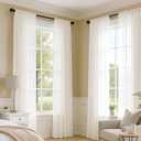 MIULEE Ivory Sheer Curtains 84 Inches Long, 4 Panels Set, Light Filtering Rod Pocket Voile Drapes for Living Room and Bedroom, Airy Soft Fabric Window Treatments, 42 x 84 Inches