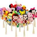 Stuffed Animal Net or Hammock - Macrame Toy Storage, Plush Organizer, Corner Hanging Net, Boho Nursery for Kidroom Playroom - Cream