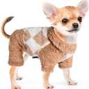 Sebaoyu Turtleneck Dog Pajamas for Small Dogs, Fleece Sweater, Winter Cute Tiny Clothes Outfit Puppy Pet Jumpsuits Chihuahua Yorkie Cat Clothing(Beige, Medium)