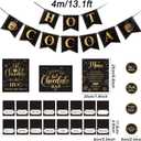 49 Pcs Hot Chocolate Bar Decoration Kit Hot Chocolate Bar Table Signs, Folding Labels, Large Black Gold Coffee Cup Tags Stickers,Cocoa Banner, Party Supplies for Christmas, New Year, Chocolate Party