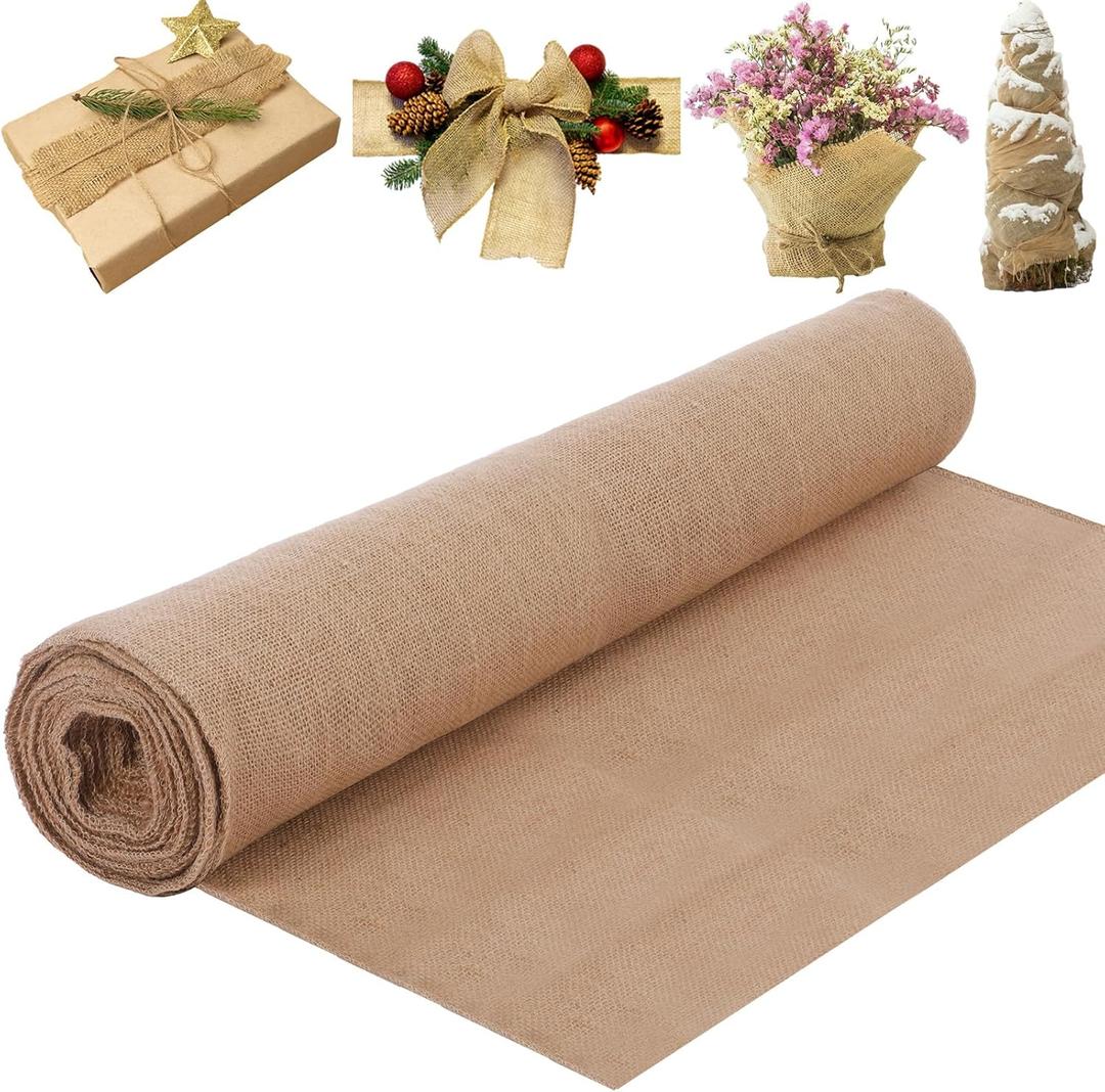 Tranqun 60" x150 Feet Burlap Cloth Fabric Roll Gardening Burlap Roll Long Tree Wrap Rolls Multipurpose Jute Fiber Material for Gardening Outdoor Trees Weddings Party Decor