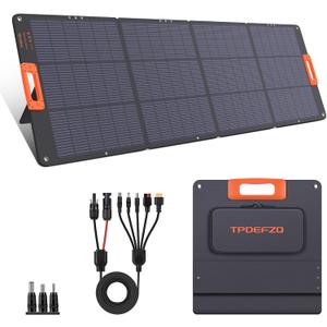 200W Portable Solar Panel Charger,Foldable Solar Panel for Power Station,QC3.0 USB-A &Type-C Output,25% High Efficiency,IP68,Integrated Design Sturdy Durable ETFE for Outdoor Camping,RV,Trip