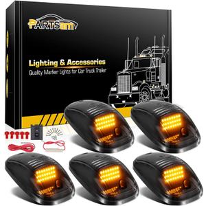 Partsam 5X Amber 24 LED Smoke Cab Roof Running Top Marker Lights 264146BK Assembly Wire Harness Replacement for 1500 2500 3500 4500 5500 2003-2018 Pickup Trucks