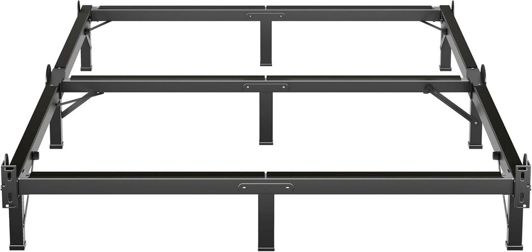 MAF Metal Bed Frame King 8 Inches, 9-Legs Support Bed Base, King Bed Frame for Box Spring and Mattress, Basics Bed Frame Headboard Attachable Tool-Free Easy Assembly, Black