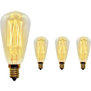 Vintage Retro Edison Bulb, ST38, 40w, E12 Base (Small), 4-Pack