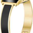 Gold Slim Watch Bands Women 20mm Compatible with Samsung Galaxy Watch Watch 7/6/5/4/Active 2/4 Classic/6 Classic/5 Pro/FE 40mm 42mm 43mm 44mm 45mm 46mm 47mm, Jewelry Dressy Cute Bracelet Metal Strap (A1 Gold-Black (Only 20mm))