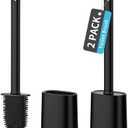MR.SIGA Toilet Brush and Holder Set, Wall Mounted Toilet Bowl Brush, Compact Toilet Scrub Brush with Holder for Bathroom, Black, 2 Pack