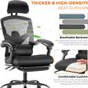 Sweetcrispy Office Computer Desk Chair, Ergonomic High-Back Mesh Rolling Work Swivel Chairs with Wheels, Comfortable Lumbar Support, Comfy Arms for Home, Bedroom, Study, Student, Black, With Footrest