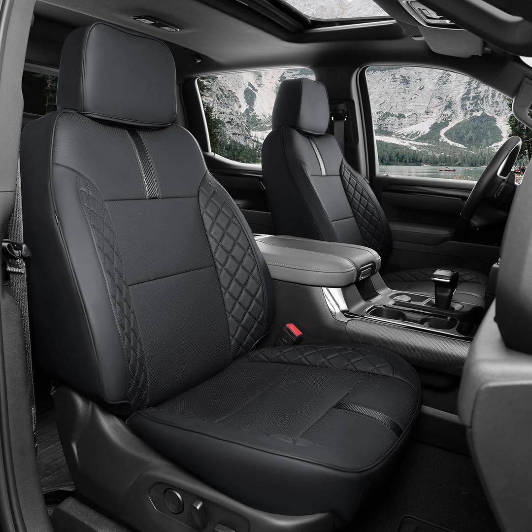 for 2019-2025 2026 Chevy Silverado Seat Covers/GMC Sierra Seat Covers, 2025 Chevy Silverado 1500 Accessories, 2025 GMC Sierra 1500 Accessories, Black, fit 2nd Row Without Seatback Storage