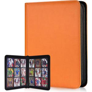 Card Binder for Pokemon Card, 9 Pocket 30 Double-Sided Pages for 540 Card Pocket Premium Zip PU Card Binder for Pokemon, For TCG,MTG,Baseball,Football Trading Card Game (Orange)