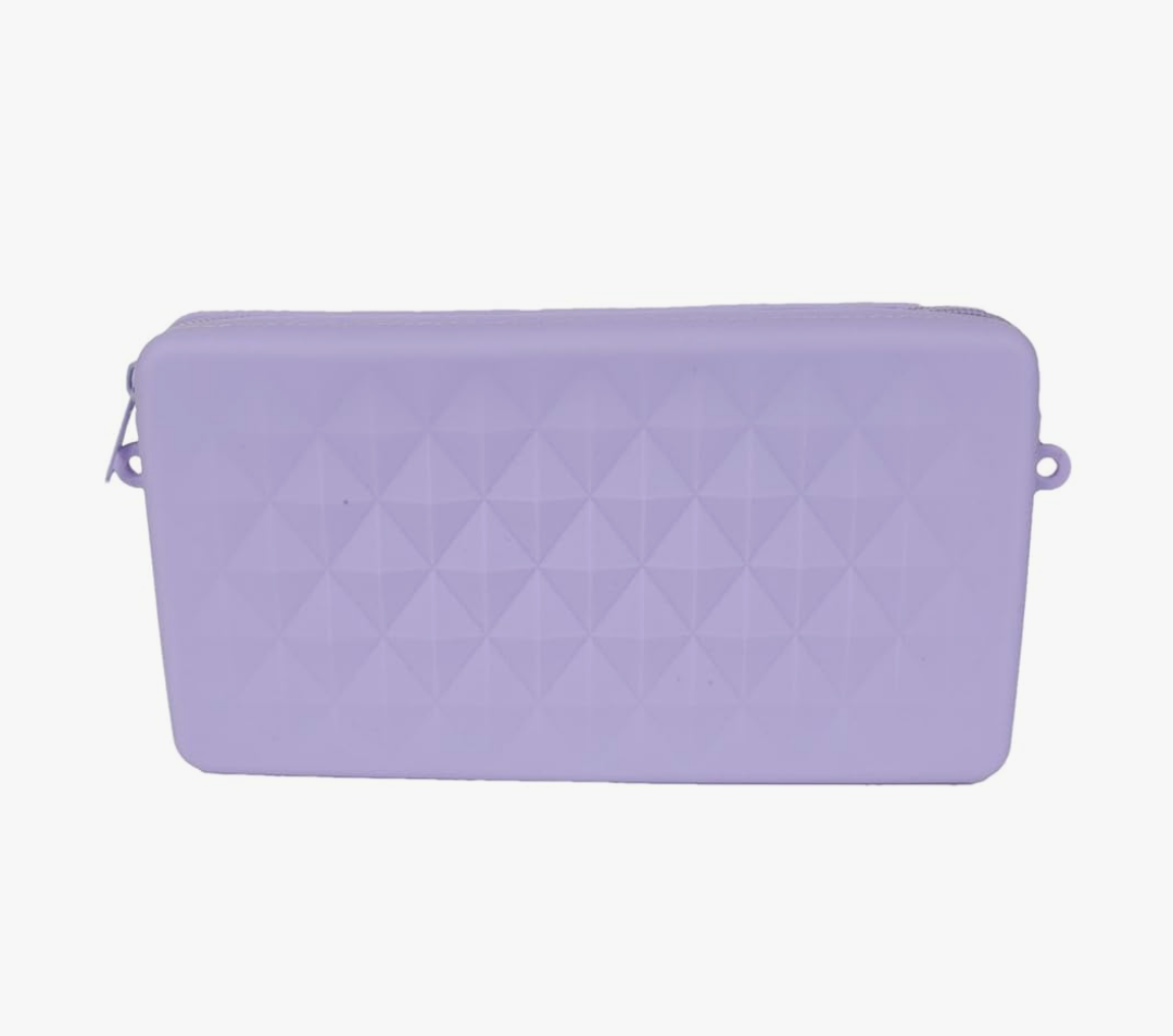 Silicone Makeup Bag,Makeup Toiletry Bag Organizer Beach Pouches | Makeup Brush Holder, Zipper Closure, Travel Pouch, Attached to Beach Bag for Outdoor Travel, Hole Makeup Bag-(purple) Without Lanyard