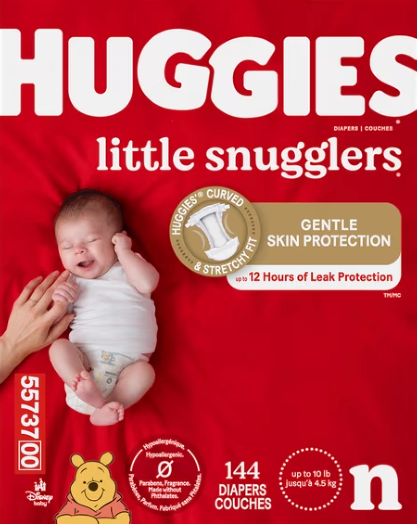 Huggies Size Newborn Diapers, Little Snugglers Baby Diapers, Size Newborn (up to 10 lbs), 144 Count