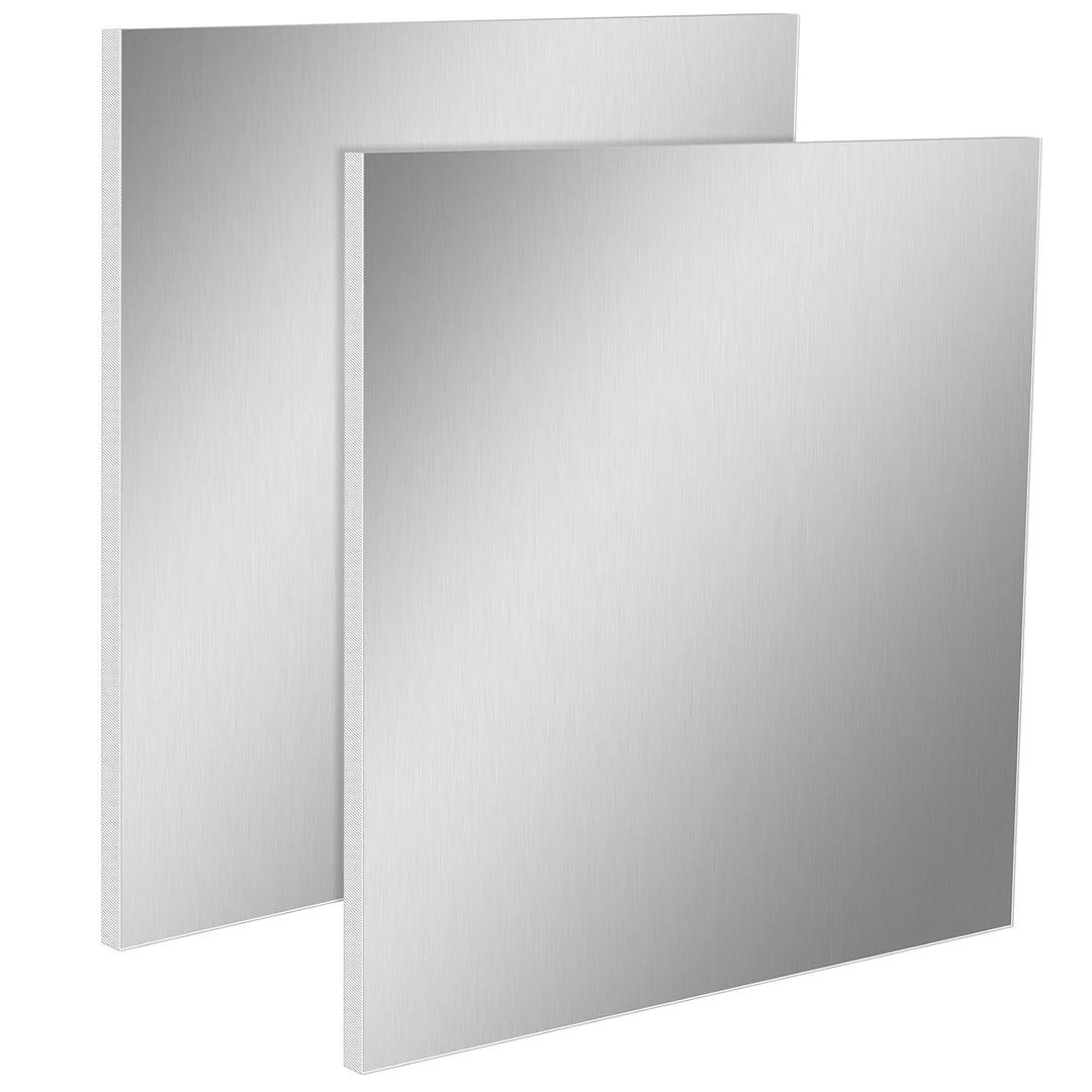 MUKCHAP 2 Pack 11.8 x 11.8 x 3/8 Inch Aluminum Sheet Metal, 10 x 300 x 300mm Square Metal Sheets, 6061-T651 Aluminum Plate Metal Squares for Crafting, Industry