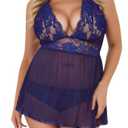 Women Sexy Lingerie Plus Size Open Back Lingerie Lace Sleepwear Cozy Sexy Nightwear,  XL