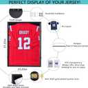 Grintus Jersey Frame Display Case Jersey Display Case Jersey Shadow Box with Uv Protection Acrylic and Hanger for Baseball Basketball Football Soccer Hockey Sport Shirt and Uniform,Black Finish, 23.25"L x 1.5"W x 31.25"H