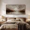 Large Framed Rustic Canvas Wall Art for Living Room, Brown Modern Abstract Landscape Prints Paintings Artwork for Walls, Horizontal Nature Pictures Wall Decor for Bedroom, Office, Farmhouse 30x60 In