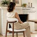 Wooden Dining Chairs Set of 4, Modern Upholstered Kitchen Chairs with Thick Seat Cushion and Curved Back, Farmhouse Accent Chair for Living Room Kitchen Dining Room Cafe, Beige, 20"D x 19"W x 33"H