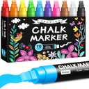Window Chalk Markers for Glass Washable, 10 Colors Jumbo Liquid Chalk Marker with 10mm 3 in 1 Nib Thick Wide Tips, Big Chalkboard Markers, Car Paint Pen for Auto, Bistro, Mirror, Poster, Blackboards