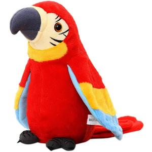 GREUS 9'' Cute Talking Parrot Repeats What You Say Electronic Interactive Plush Toy Stuffed Animal Record Parrot Waving Wings Funny Bird Toys for Children Girls Boys Best Xmas Gift (Red Parrot)