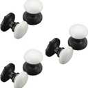 NCL White Door Knobs, 3 Pack Round Passage Door Knob, Matte Black Keyless Door Handles, Porcelain Door Levers