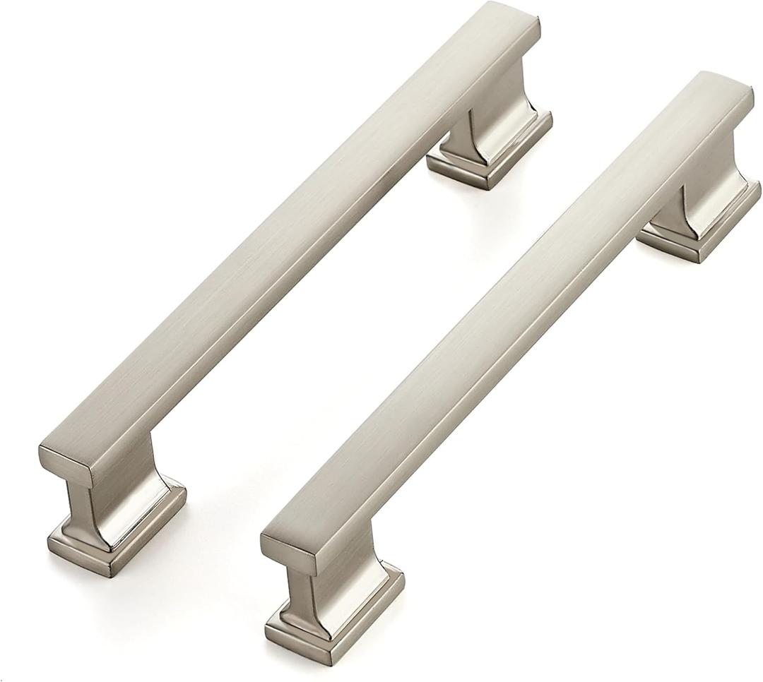 Ravinte Hardware 10 Pack 5 Inch (128mm) Brushed Nickel Cabinet Pulls, Heavy Duty Kitchen Drawer & Cupboard Handles, Solid Cabinet Hardware (5" Hole Center)