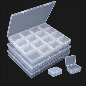 CHSZCHOMER Large Bead Storage Box - Grids Clear Organizer, 4 Pack,Portable for Jewelry,Diamonds,Hardware,Craft Accessories Grid Plastic Box,Oil Painting Color Palette,Ring Earring Storage Box