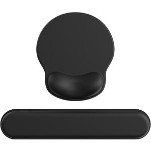 Ergonomic Mouse Pad Wrist Support Set, Memory Foam Keyboard Wrist Rest Set, Ergonomic Keyboard Pad, Non-Slip Base MousepadBlack Set (9L x 10.6W inches)