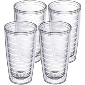 Homestead Choice 16oz Insulated Tumblers Plastic Keeps Drinks Cold & Hot, 4pack Double Walled Clear Insulated Drinking Glasses Cup, BPA-Free, Dishwasher Safe Reusable, Camping, Travel, Kitchen, Party
