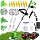Weed Wacker, Battery Powered Weed Wacker with 2 X 21V 2000mAh Batteries, Electric String Trimmer, 3 in 1 Lightweight Grass String Trimmer Brush Cutter, Stringless Weed Trimmer for Home Gardens