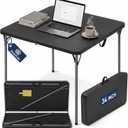 34" Square Folding Table for 4 Person, 330lbs Weight Capacity Foldable Table with HDPE Tabletop & Heavy-Duty Steel Legs, Large Portable Picnic Table for Indoor Outdoor Parties, Camping, Black, 34" x 34" x 28.54"