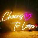 23X14 Inch Cheers to Love Neon Sign, USB Powered Neon Lights Sign for Wall, Dimmable Celebratory Decor for Birthday, Wedding Party, LED Sign for Bedroom, Bar, Shop, Warm White and Hot Pink