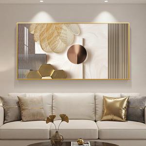 Large Framed Modern Luxury Gold Wall Art for Living Room, Horizontal Bright Style Artwork for Walls, Contemporary Geometric Picture Prints Painting Decor for Bedroom Hallway Dining Room 60x30 Inch, 28.5"L x 57"W