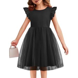 Flypigs Toddler Tutu Dress Girls Ruffle Tulle Dresses Cute Summer Party Princess Sundress, Size 120