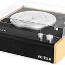 Victrola Eastwood – Bluetooth Record Player – 3-Speed Turntable, Premium MM Cartridge, Vinyl Stream for Wireless Streaming, Removable Dust Cover, Built-in Speakers (Bamboo)