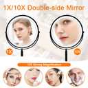 8" Lighted Makeup Mirror, 1X/10X Magnifying Vanity Mirror with Lights, 3 Color Lighting, Brightness Dimmable Cosmetic Mirror, Touch Control Light up Mirror, Black