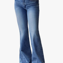 EMMIOL Women Flared Jeans Mid-High Waist Jeans Y2K 90s Trendy Loose Denim Pants, Large