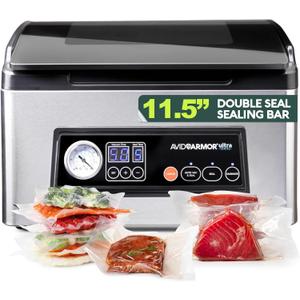 Avid Armor USV32 Chamber Vacuum Sealer Machine – 11.5" Sealing Bar, Glass Lid, Seal Meats, Soups, Sauces & Liquids, Marinate in Minutes, Sous Vide Ready, Accessory Hose Included, Stainless Steel