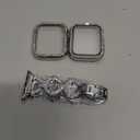 Mesime Compatible with Apple Watch Band 38mm 40mm 41mm 42mm 44mm 45mm , Women Girl Bling Diamond Jewelry Metal Strap Bands with Crystal Tempered Glass Screen Protector Case, Round Shiny Bracelet