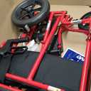 Drive Medical Lightweight Expedition Folding Transport Wheelchair - Ultra Lightweight Mobility Support for Seniors & Adults - Strong Aluminum Frame - Hand Brakes - Compact Folding Travel Chair - Red