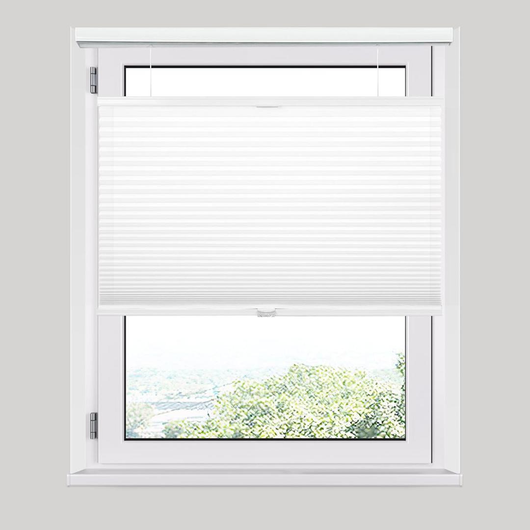 Allesin Top Down Bottom Up Cellular Shades, Blackout Shades Noise Reduction, Honeycomb Blinds Cordless Room Darkening for Bedroom Office, Light Filtering (White, W35 x H64)