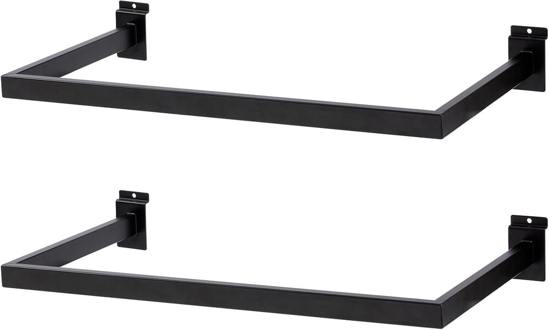 Slatwall U-Shaped Rectangular Tubing Hangrail - 24"x12", Slatwall Accessories and Hangers for Retail Display and Home Garment Storage (2)