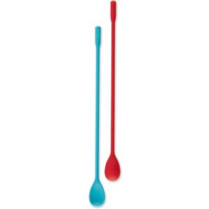 RSVP International Silicone Stir Spoons, 10 inch, Multi-Color | BPA-Free | Prefect for Stirring Drinks & Getting to the Bottom of Jars | Dishwasher Safe