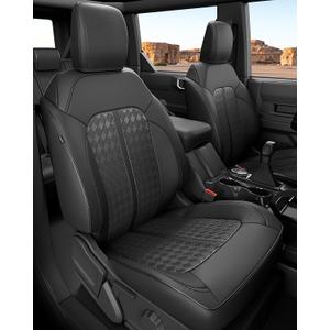 for Ford Bronco Seat Covers 4 Door 2021 2022 2023 2024 2025 2026, Custom Fit Leather Car Seat Cover Full Set, Luxury Waterproof SUV Interior Protectors Accessories, Black NOT for Raptor Sport