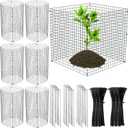 Zubebe 30 Sets Plant Protectors from Animals, Small Wire Cages for Outdoor Plants, 12x12 Inch Covers with Ground Stakes and Nylon Ties for Flower Vegetable to Keep Animals Out