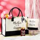 Zubebe 3 Pcs Bride Gifts for Bachelorette Party Bridal Shower Wedding Gift Set Include Glass Cup Canvas Tote Bag Makeup Bag