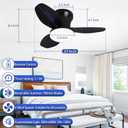 Small Ceiling Fan with Lights, 25" Flush Mount with Remote Control, Reversible Quiet DC Motor, Black, 3 Blades, 6 Speeds, Dimmable LED, Adjustable Color Temperature, Timer